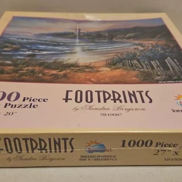 Puzzle Footprints 1000-Piece Jigsaw By Sandra Bergeron 27 x 20 Sunset Lighthouse - Picture 3 of 10